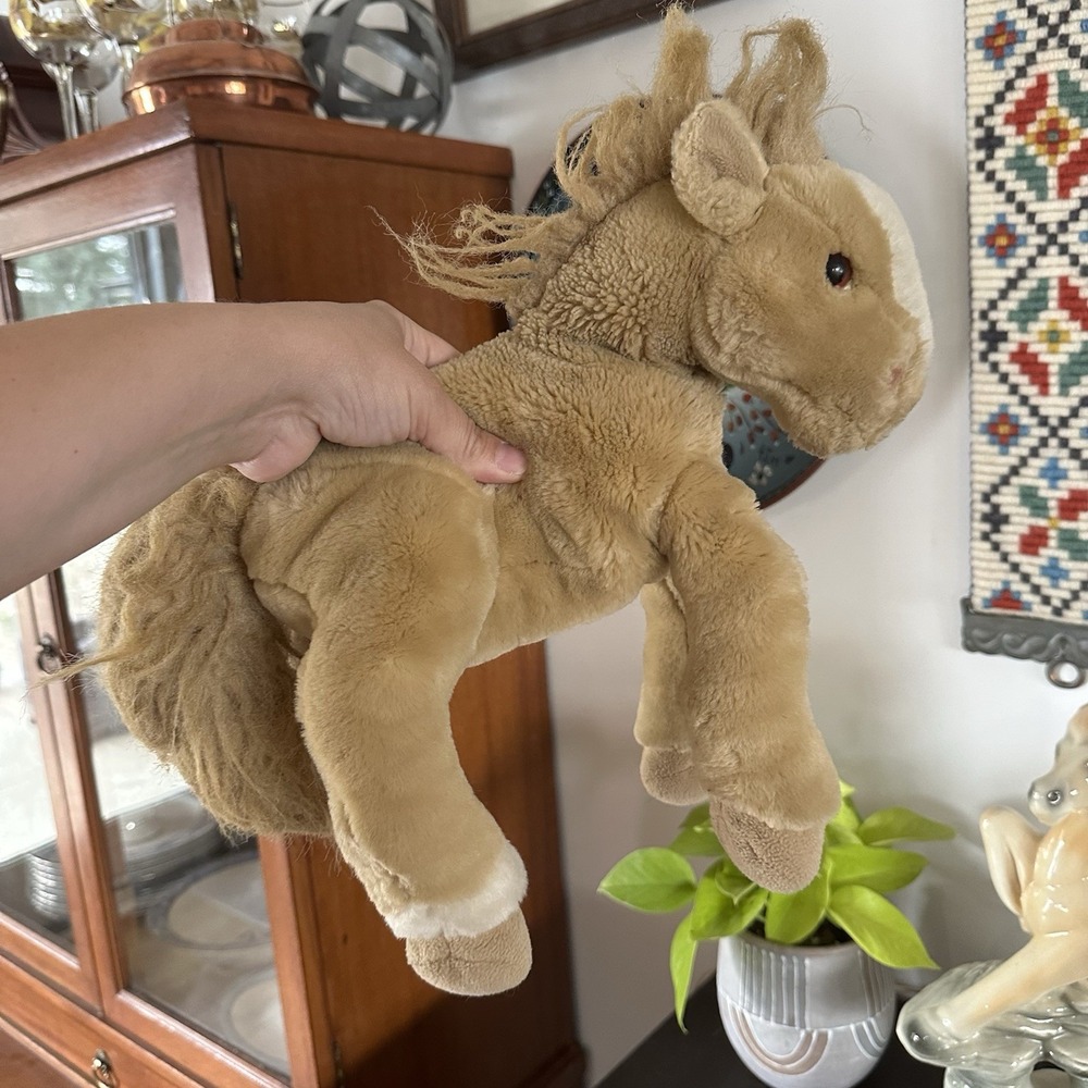 VTG ANIMAL ALLEY Tan Horse Plush Stuffed Animal 13" Toys R Us 2000 Well Loved